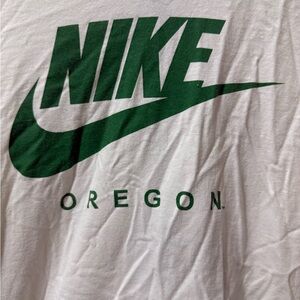 Nike Men's Tee with Green Oregon Logo on White
